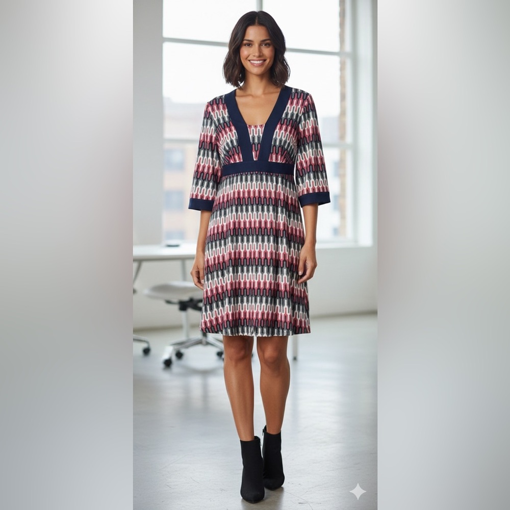Banana Republic ZigZag Patterned A-Line V-Neck Dress 4 - Read description